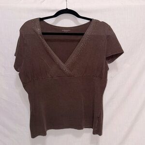 Brown V-Neck Top